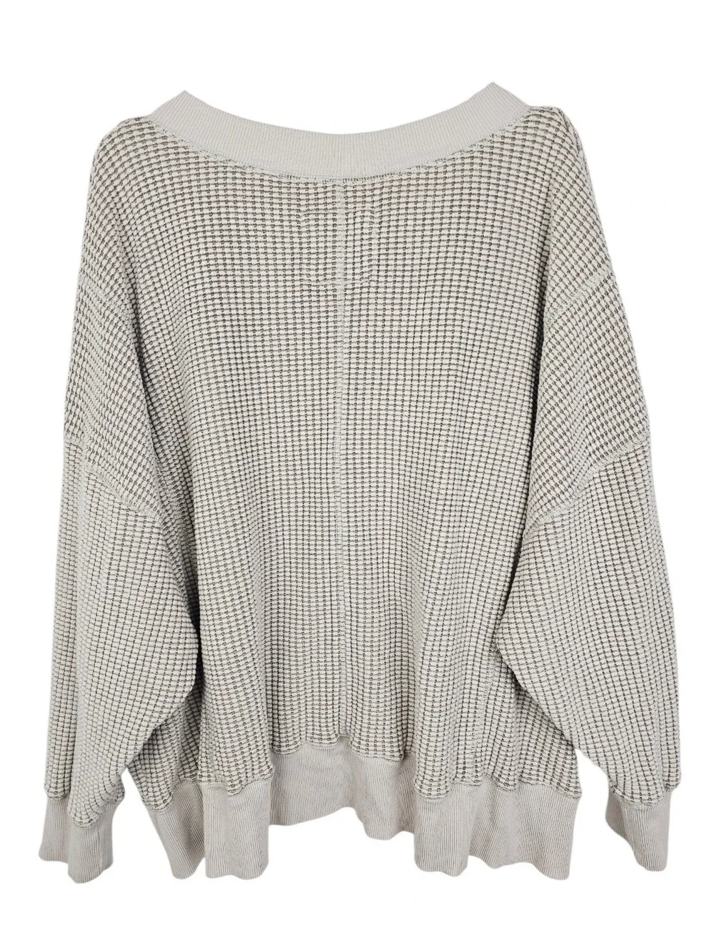 American Eagle Big Hug V-Neck Oversized Waffle Sweatshirt - Picture 4 of 10